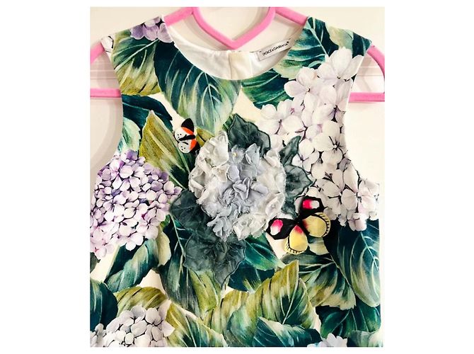 Dolce & Gabbana Mädchen Kleid mit Blumenprint Grün - Ansicht 2