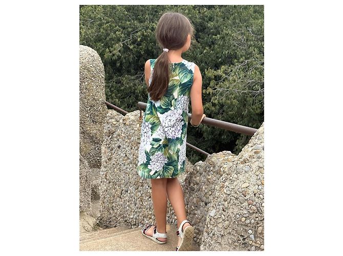 Dolce & Gabbana Mädchen Kleid mit Blumenprint Grün - Ansicht 9