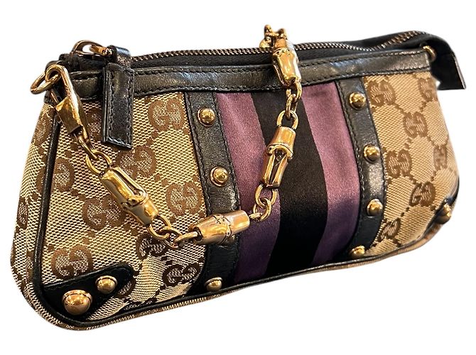 Clutch Gucci GG Canvas Web Studded - vista 2