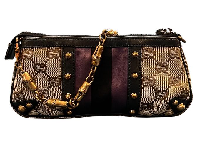 Clutch Gucci GG Canvas Web Studded - vista 4