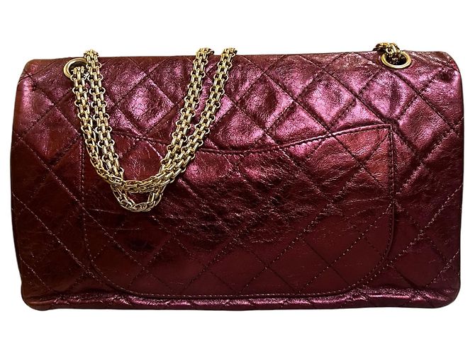 Chanel Reissue 2.55 Double Flap 227 Handtasche aus metallischem gestepptem Lammleder 2008 - Ansicht 4