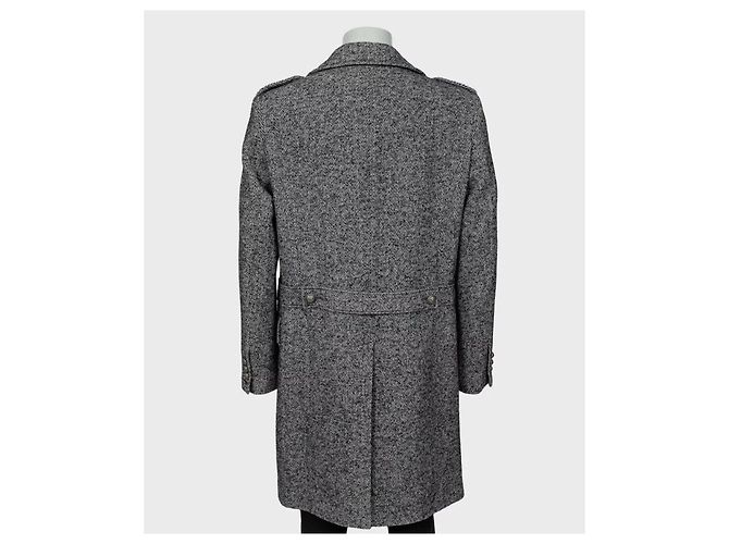 Balmain Men's Wool Blend Printed Overcoat Long Coat IT 56 3XL Pre-owned - view 3