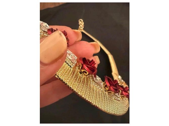 Collana Girocollo Dolce & Gabbana Rose e Cristalli Rosso D'oro - vista 5
