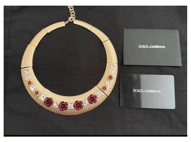 Collana Girocollo Dolce & Gabbana Rose e Cristalli Rosso D'oro - vista 7
