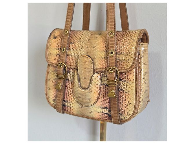 Bottega Veneta Multicolored Python Leather Handbag Brown Multiple colors - view 3