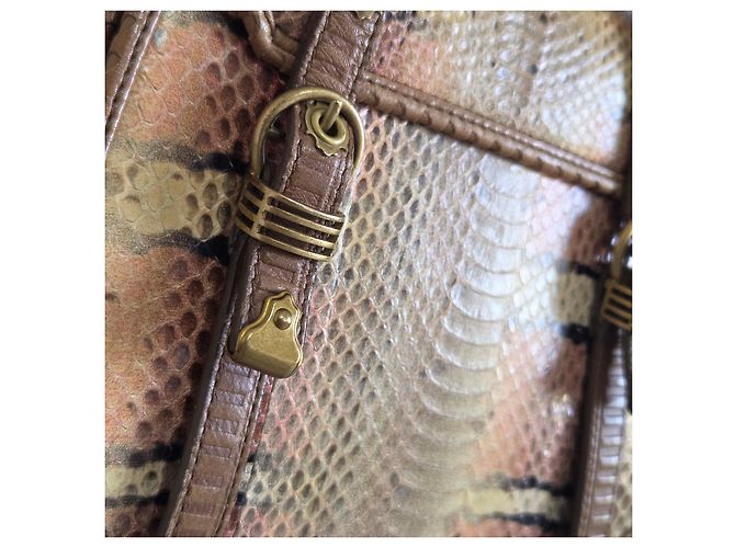 Bottega Veneta Multicolored Python Leather Handbag Brown Multiple colors - view 5