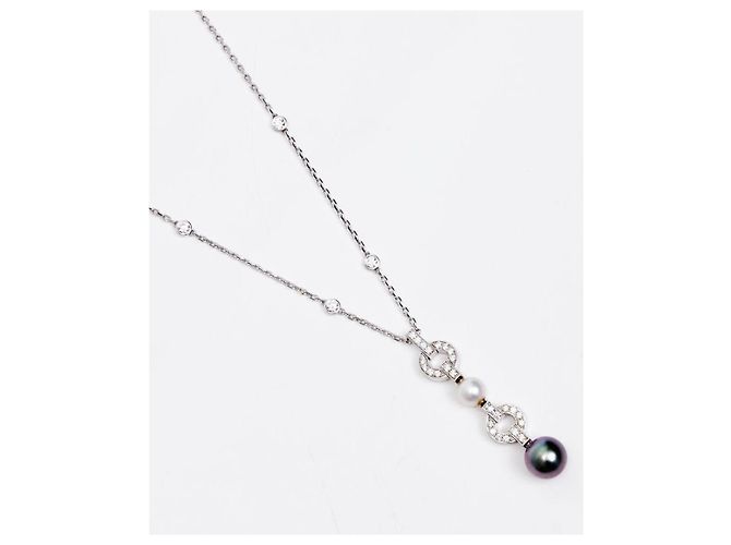 Collana Cartier Himalia oro bianco diamanti e perle Argento - vista 3