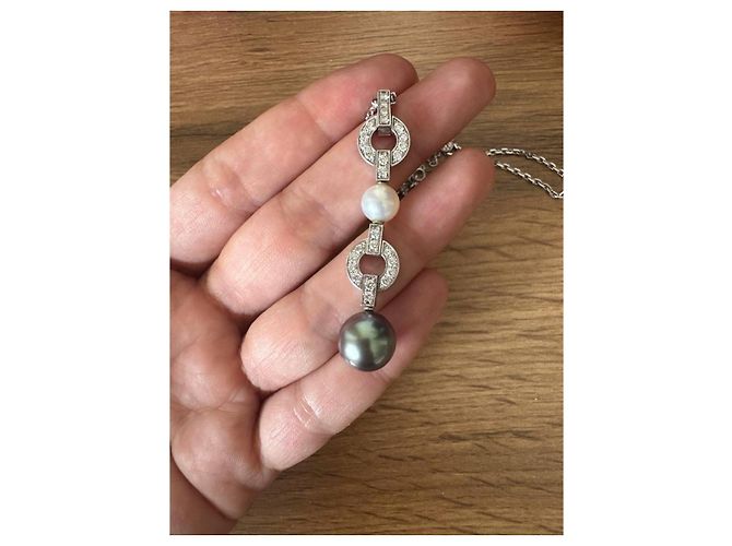 Collana Cartier Himalia oro bianco diamanti e perle Argento - vista 7