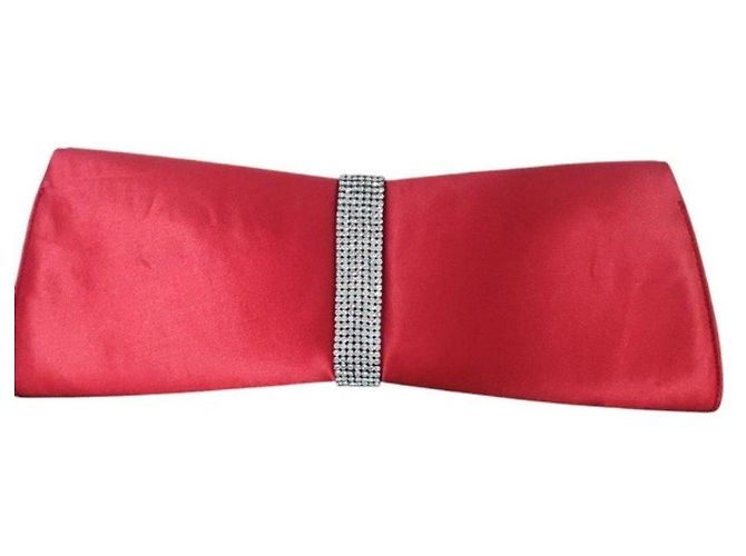 Pochette Roberto Cavalli in raso rosso con strass - vista 2