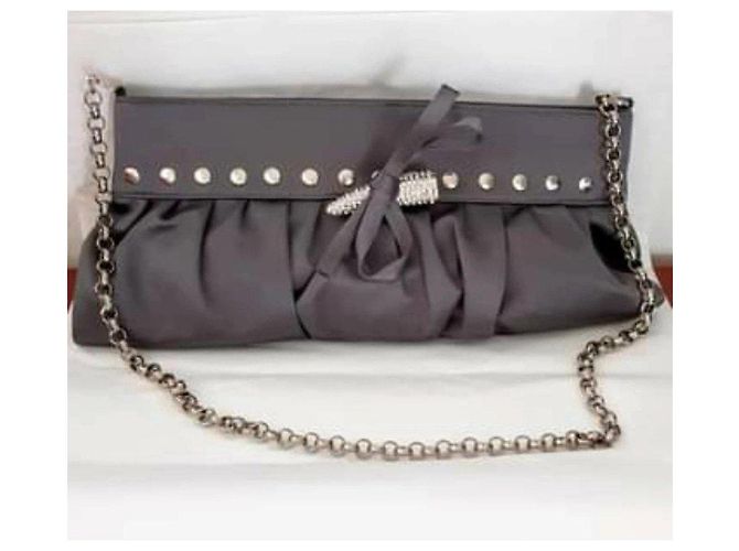 Emanuel Ungaro Pochette in Raso Grigio con Strass - vista 2