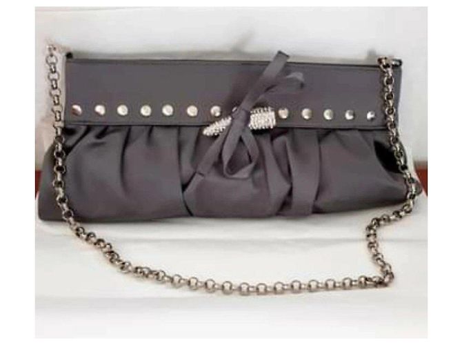 Emanuel Ungaro Pochette in Raso Grigio con Strass - vista 3
