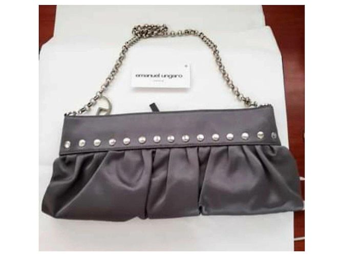 Emanuel Ungaro Pochette in Raso Grigio con Strass - vista 4