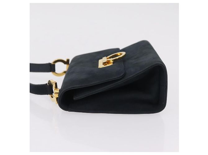Salvatore Ferragamo Gancini Flap Suede Blu navy - vista 4