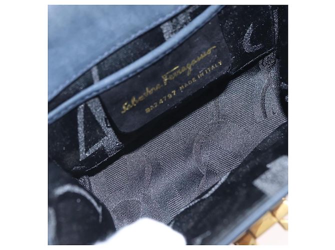 Salvatore Ferragamo Gancini Flap Suede Blu navy - vista 5