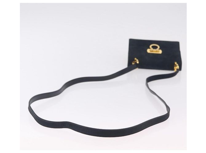 Salvatore Ferragamo Gancini Flap Suede Blu navy - vista 7