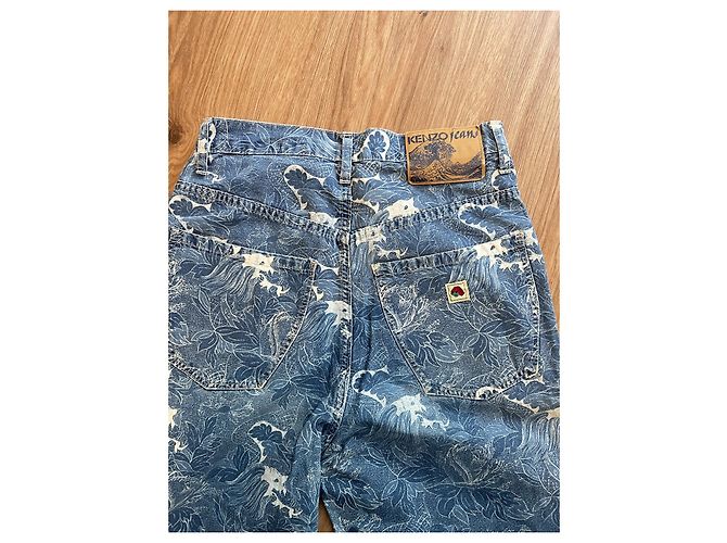Kenzo Jeans mit Hokusai-Wellen-Print Weiß Blau - Ansicht 10