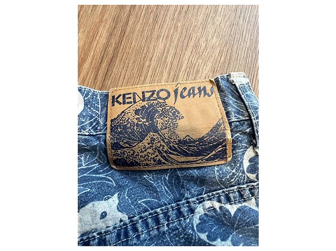 Kenzo Jeans mit Hokusai-Wellen-Print Weiß Blau - Ansicht 11
