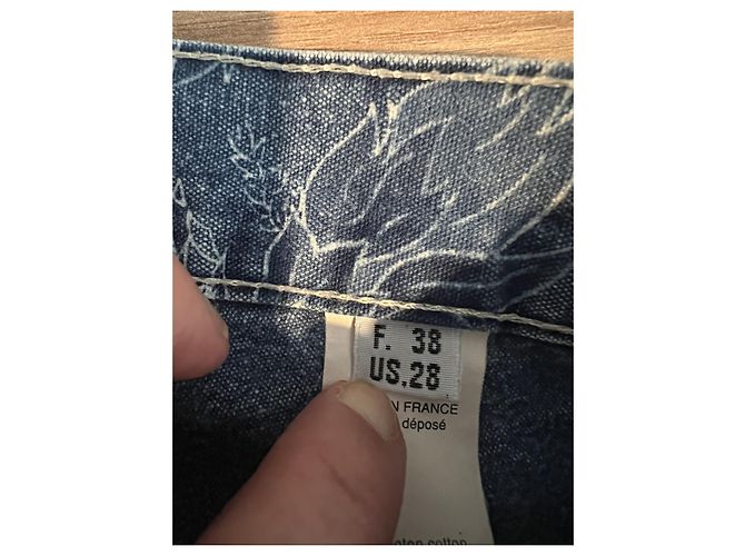 Kenzo Jeans mit Hokusai-Wellen-Print Weiß Blau - Ansicht 13