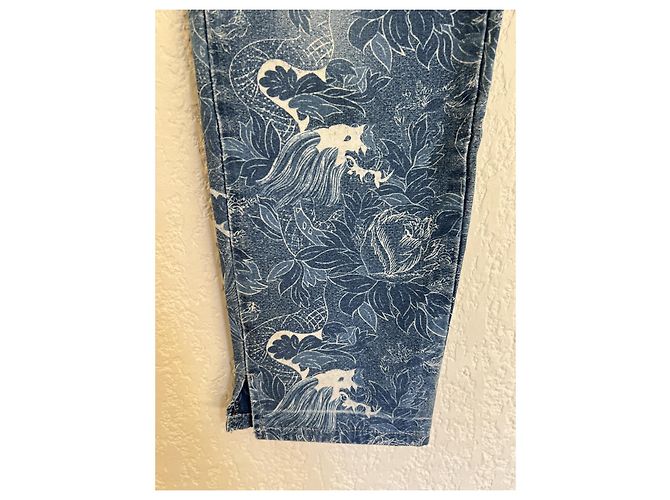 Kenzo Jeans mit Hokusai-Wellen-Print Weiß Blau - Ansicht 3