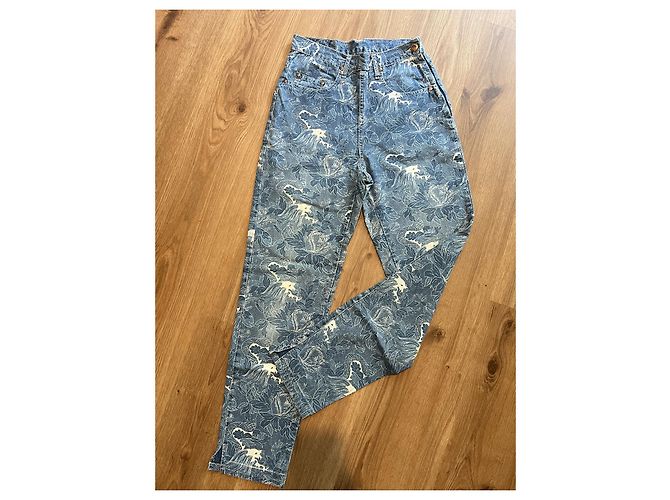 Kenzo Jeans mit Hokusai-Wellen-Print Weiß Blau - Ansicht 5