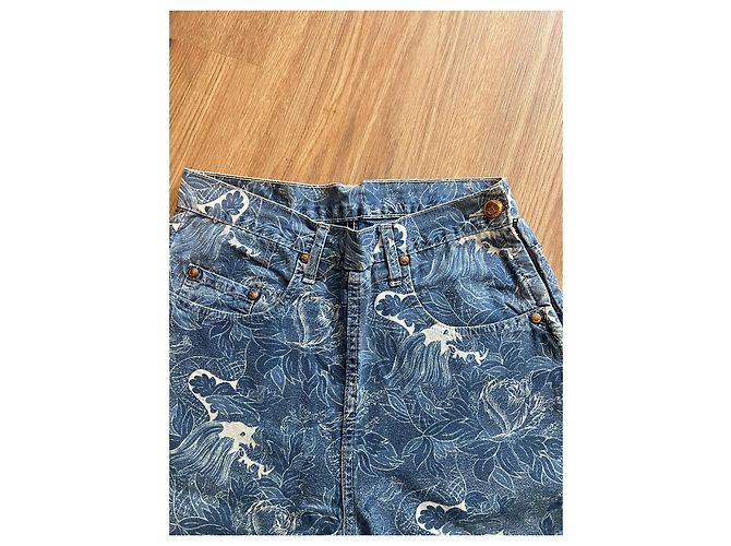 Kenzo Jeans mit Hokusai-Wellen-Print Weiß Blau - Ansicht 6