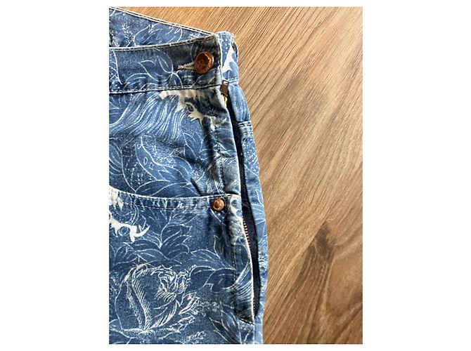 Kenzo Jeans mit Hokusai-Wellen-Print Weiß Blau - Ansicht 7
