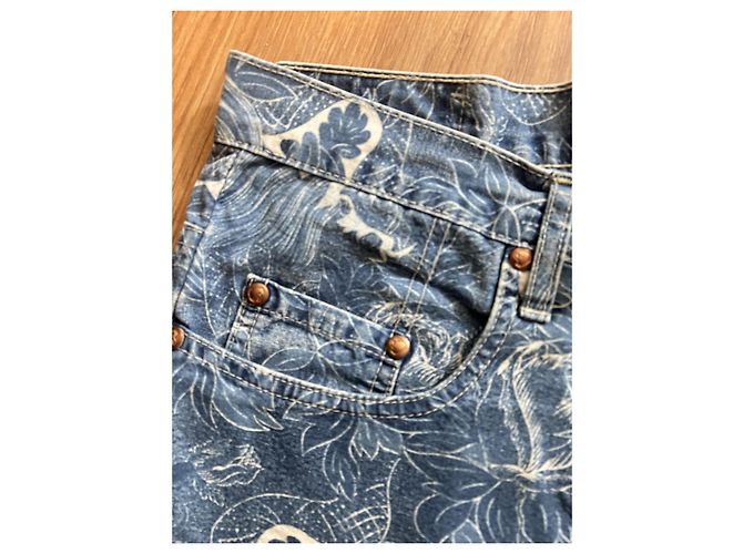 Kenzo Jeans mit Hokusai-Wellen-Print Weiß Blau - Ansicht 8