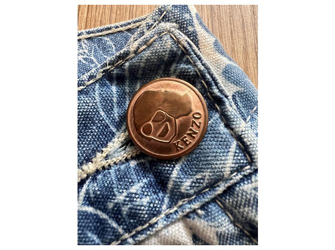 Kenzo Jeans mit Hokusai-Wellen-Print Weiß Blau - Ansicht 9