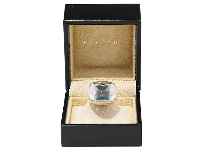 Bulgari Pyramide Ring Weißgold 750/18K Blautopas Cocktailring Massiv 16 g mit Box Gr. 54 - Ansicht 6