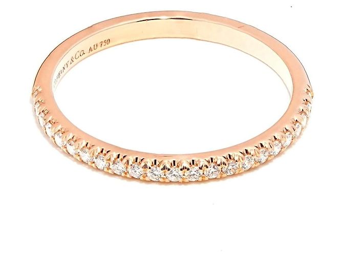Anello Tiffany & Co. Setting Memoire Oro Rosa 750/18K 23 Diamanti 0,17 ct Gr. 58 - vista 2