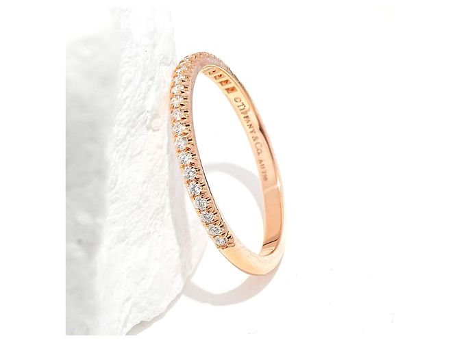 Anello Tiffany & Co. Setting Memoire Oro Rosa 750/18K 23 Diamanti 0,17 ct Gr. 58 - vista 5