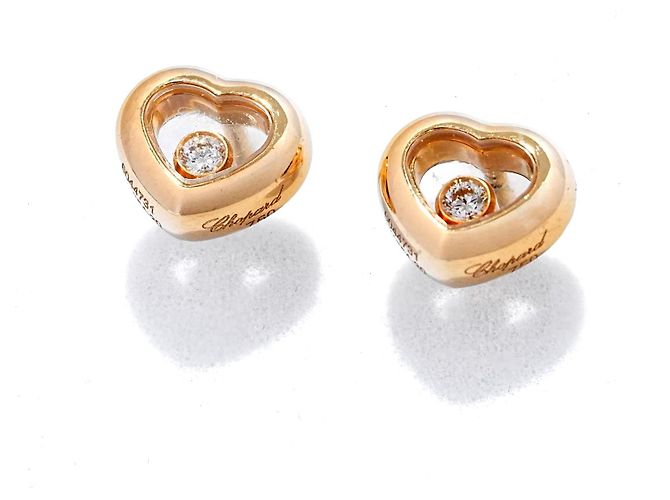 Chopard Happy Diamonds Pendientes Yellow Gold 750/18K Corazón Diamantes Full Set Dorado - vista 2