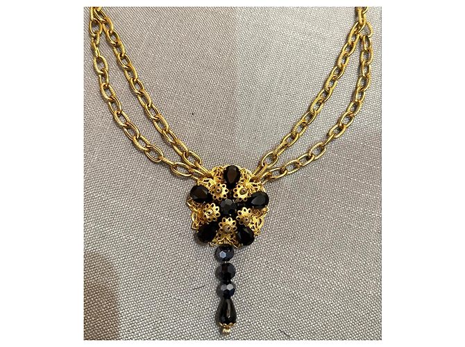 Collana Dolce & Gabbana con pendente a fiore e cristalli Nero D'oro - vista 12