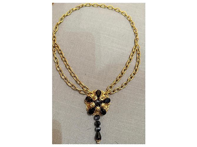 Collana Dolce & Gabbana con pendente a fiore e cristalli Nero D'oro - vista 13