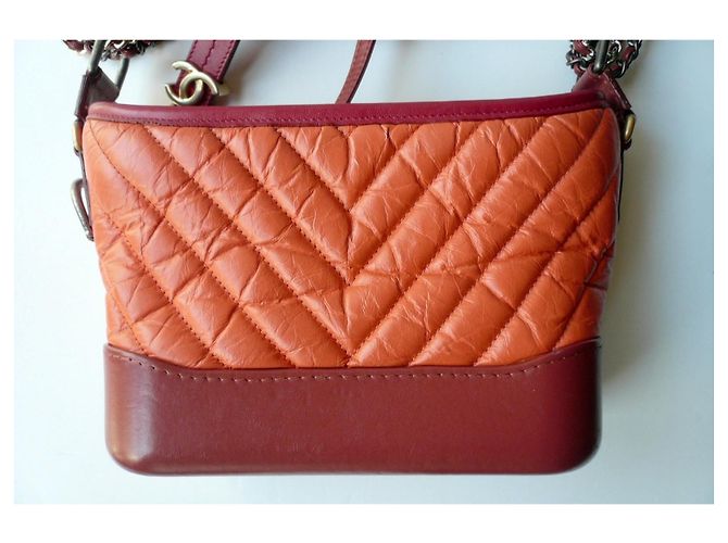 CHANEL Bolso Gabrielle piel de becerro naranja - vista 12