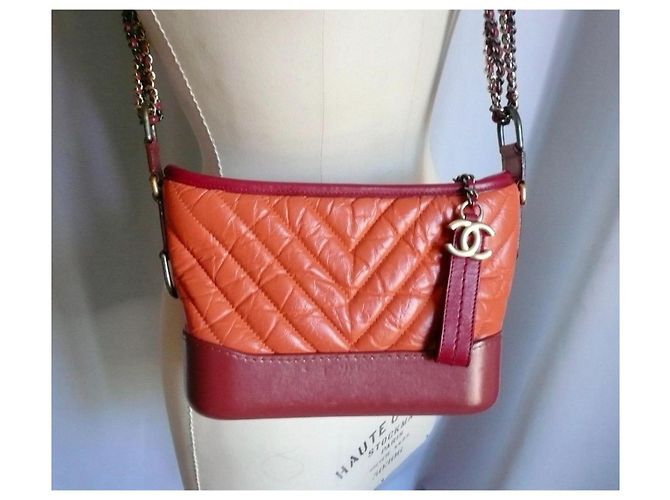 CHANEL Bolso Gabrielle piel de becerro naranja - vista 3