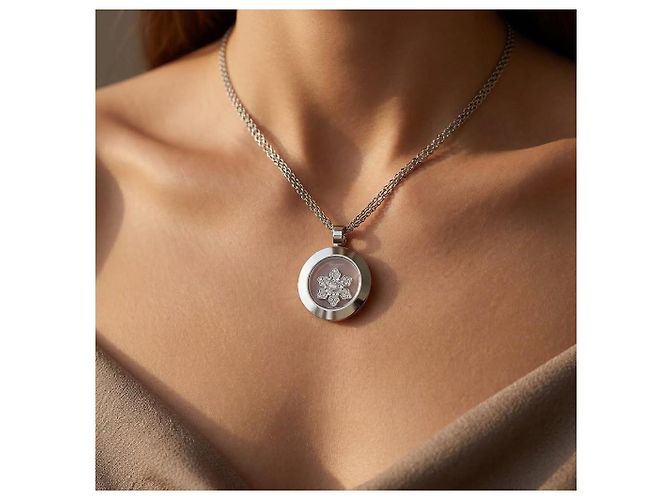 Chopard Happy Diamonds Collier Flocon de Neige Or Blanc 750/18K Full Set - vue 5
