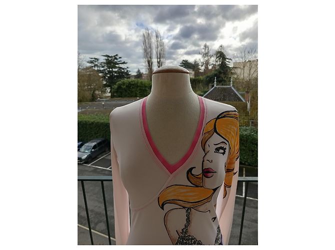 Camiseta Manga Larga Ermanno Scervino Rosa Pálido Ilustrada Multicolor - vista 2