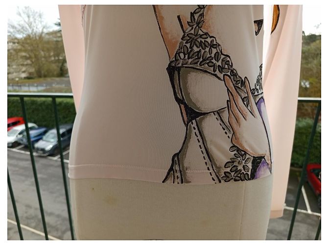 Camiseta Manga Larga Ermanno Scervino Rosa Pálido Ilustrada Multicolor - vista 4
