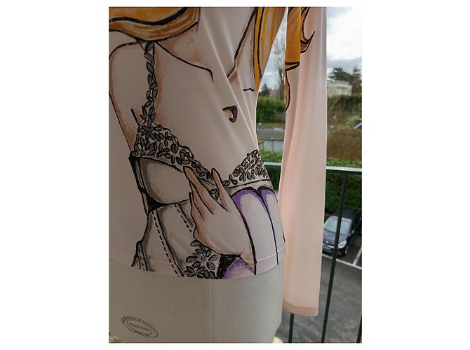 Camiseta Manga Larga Ermanno Scervino Rosa Pálido Ilustrada Multicolor - vista 5