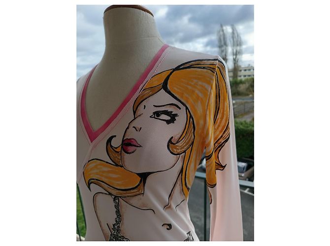 Camiseta Manga Larga Ermanno Scervino Rosa Pálido Ilustrada Multicolor - vista 6