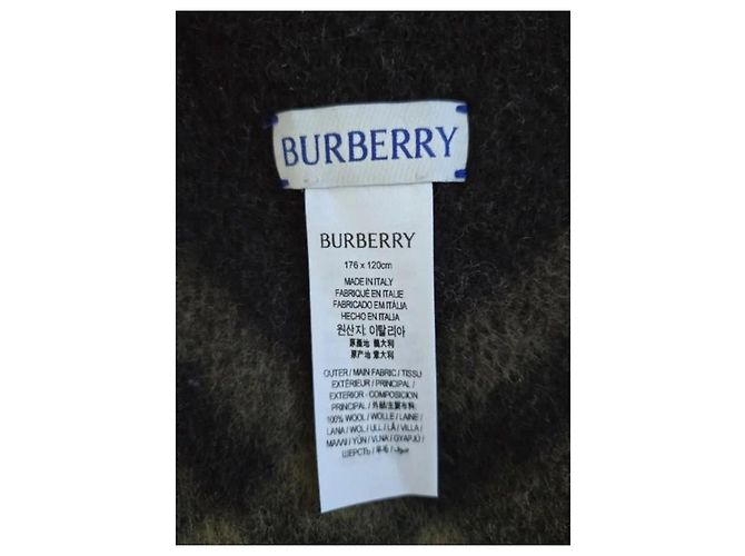 Capa Burberry Check em lã Preto Caqui - vista 4