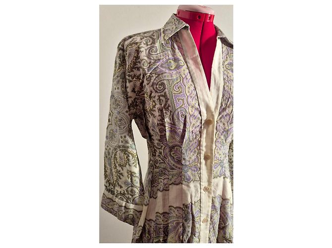 Sandro Abito lungo stampa paisley Bianco Beige Verde Porpora - vista 12