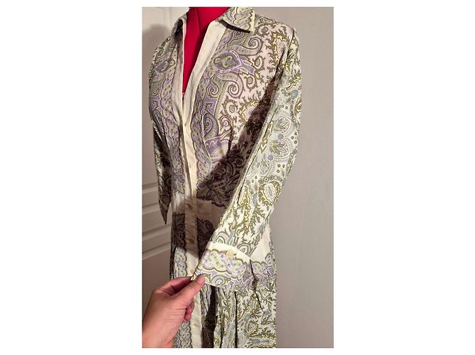Sandro Abito lungo stampa paisley Bianco Beige Verde Porpora - vista 13