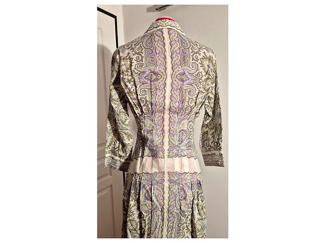 Sandro Abito lungo stampa paisley Bianco Beige Verde Porpora - vista 14