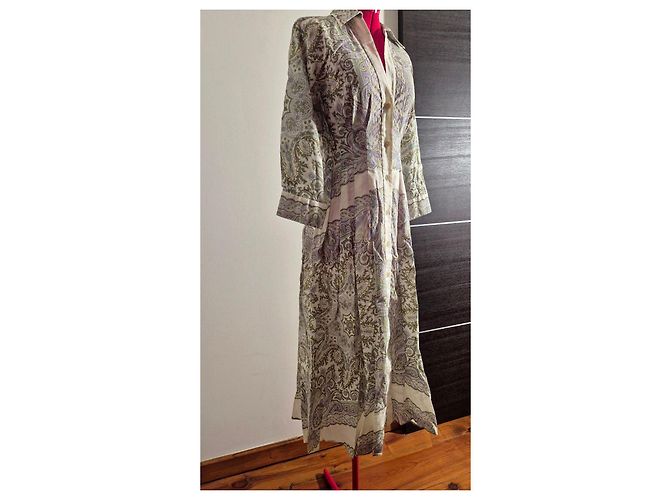Sandro Abito lungo stampa paisley Bianco Beige Verde Porpora - vista 15