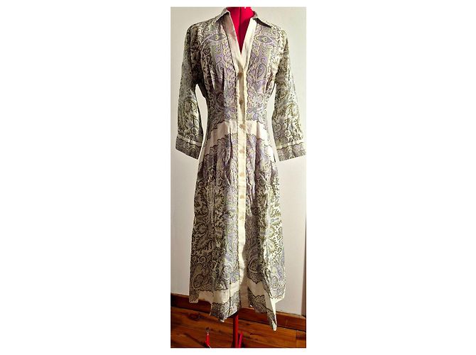 Sandro Abito lungo stampa paisley Bianco Beige Verde Porpora - vista 16