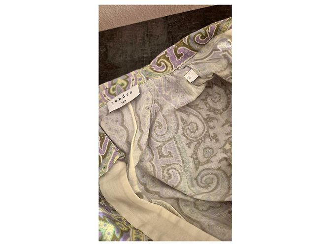 Sandro Abito lungo stampa paisley Bianco Beige Verde Porpora - vista 3
