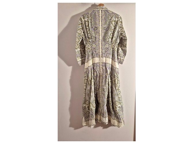 Sandro Abito lungo stampa paisley Bianco Beige Verde Porpora - vista 9