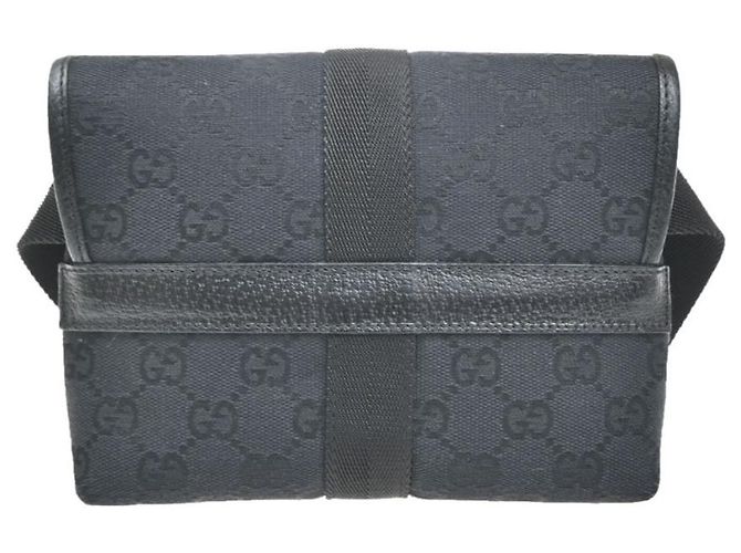 Ceinture Gucci boucle GG Canvas et cuir Small Noir - vue 2